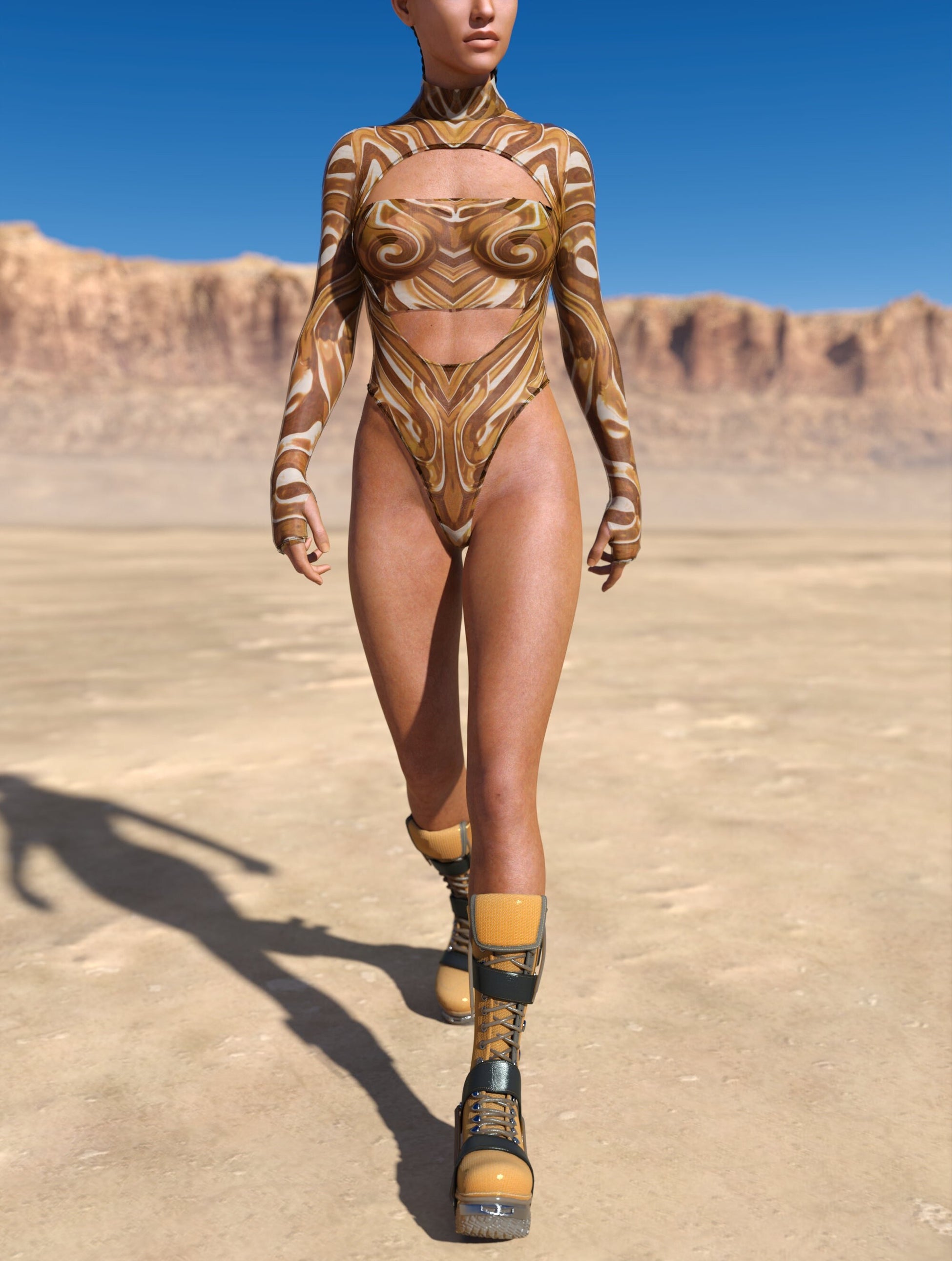 Mecha Vortex Gold Mesh Open-Heart Leotard 2
