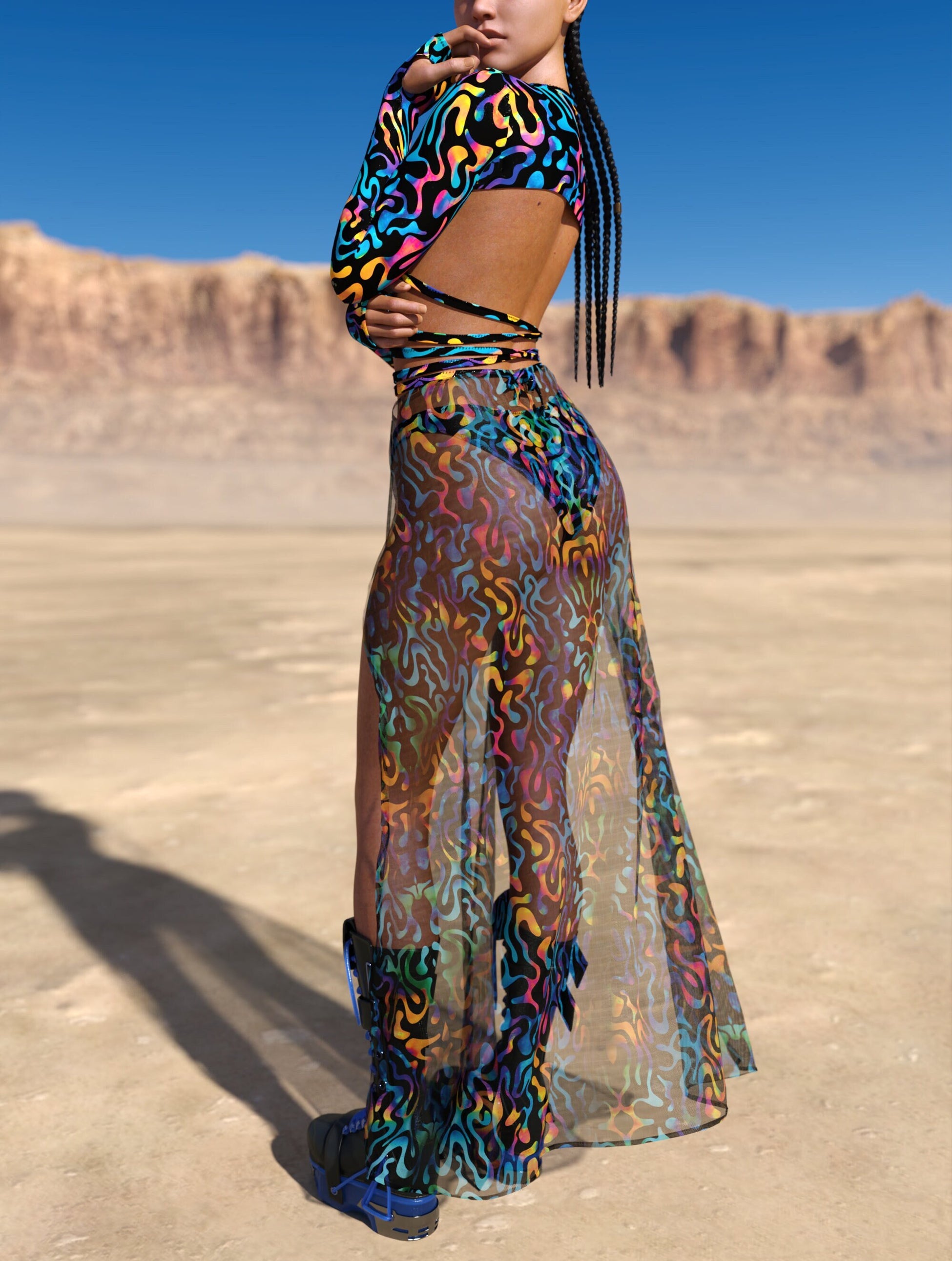 Jungle Zest Mesh Duster Skirt 1