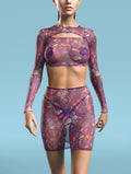 Stained Glass Pink Mesh Cutout Rave Top