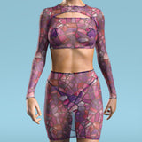 Stained Glass Pink Mesh Basic Skirt Set