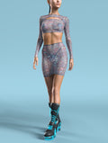 Stained Glass Blue Mesh Cutout Rave Top