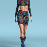 Jungle Zest Mesh Basic Skirt Set