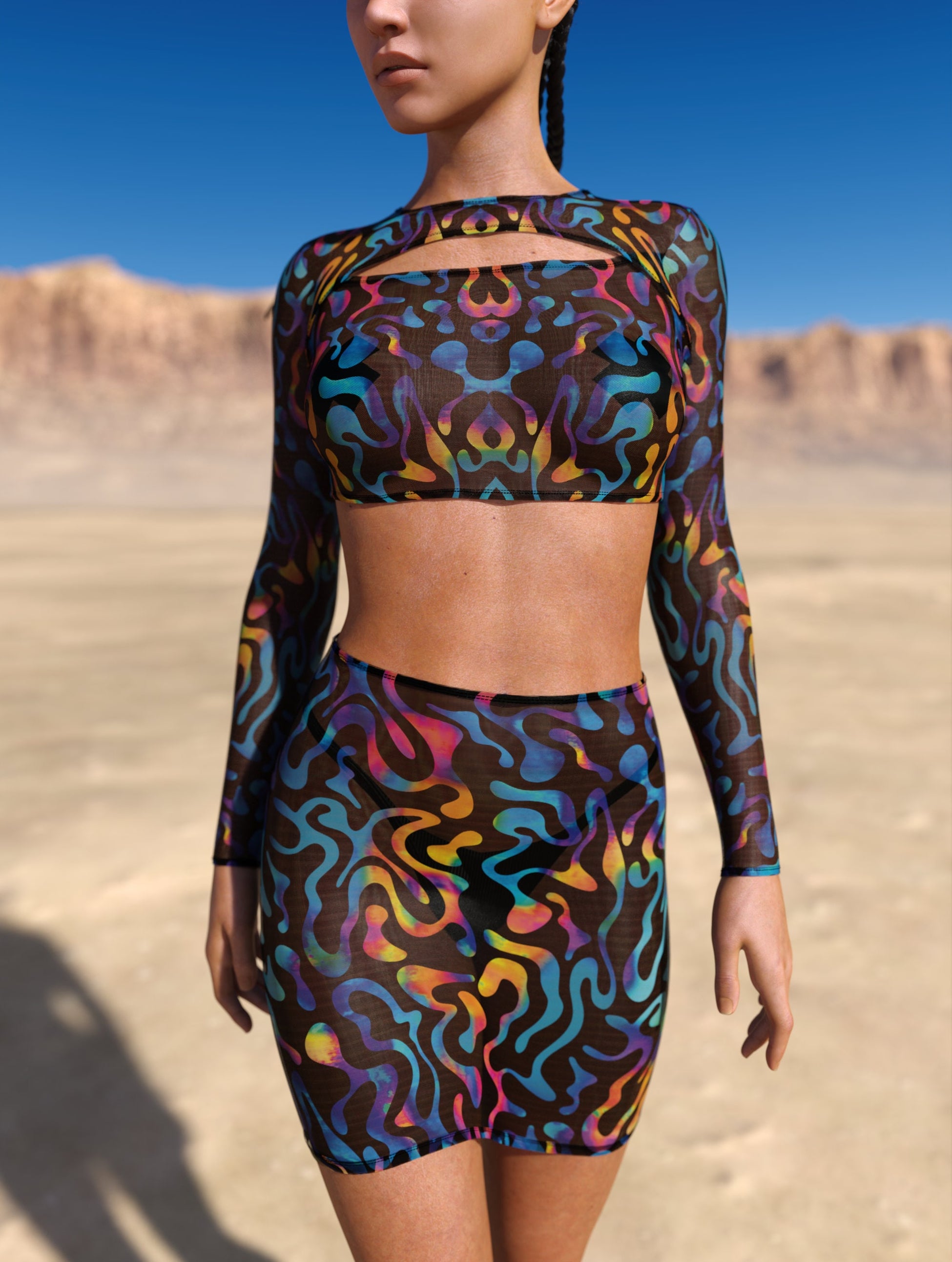 Jungle Zest Mesh Cutout Rave Top 1