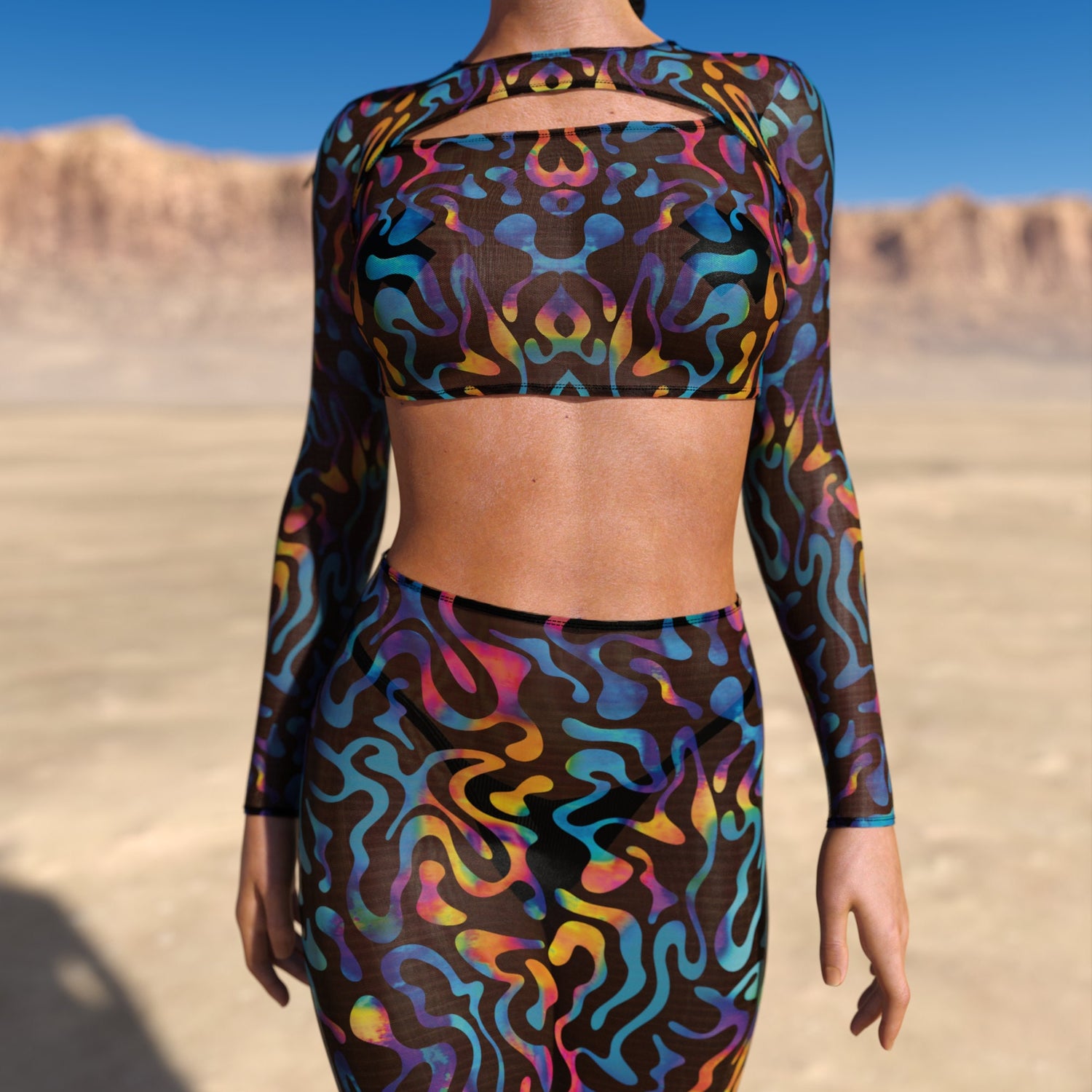 Jungle Zest Mesh Basic Skirt Set
