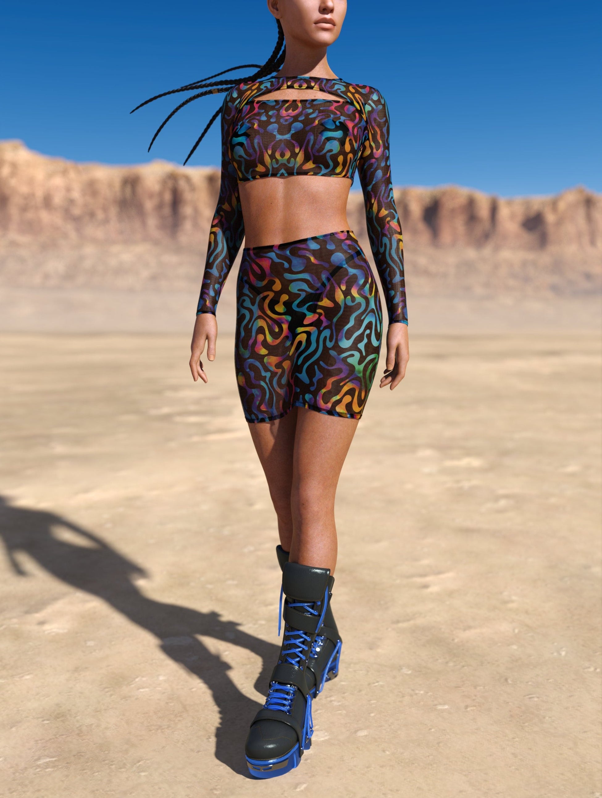 Jungle Zest Mesh Basic Skirt Set 2