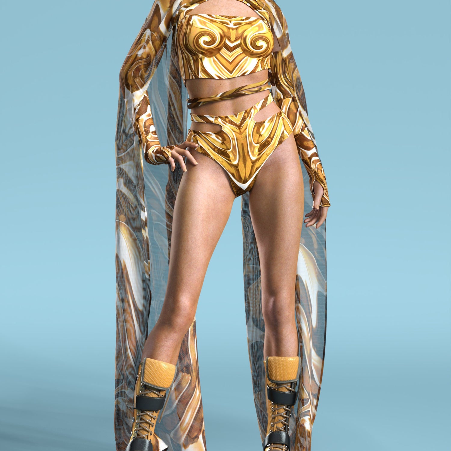 Mecha Vortex Gold Mesh Wings 6
