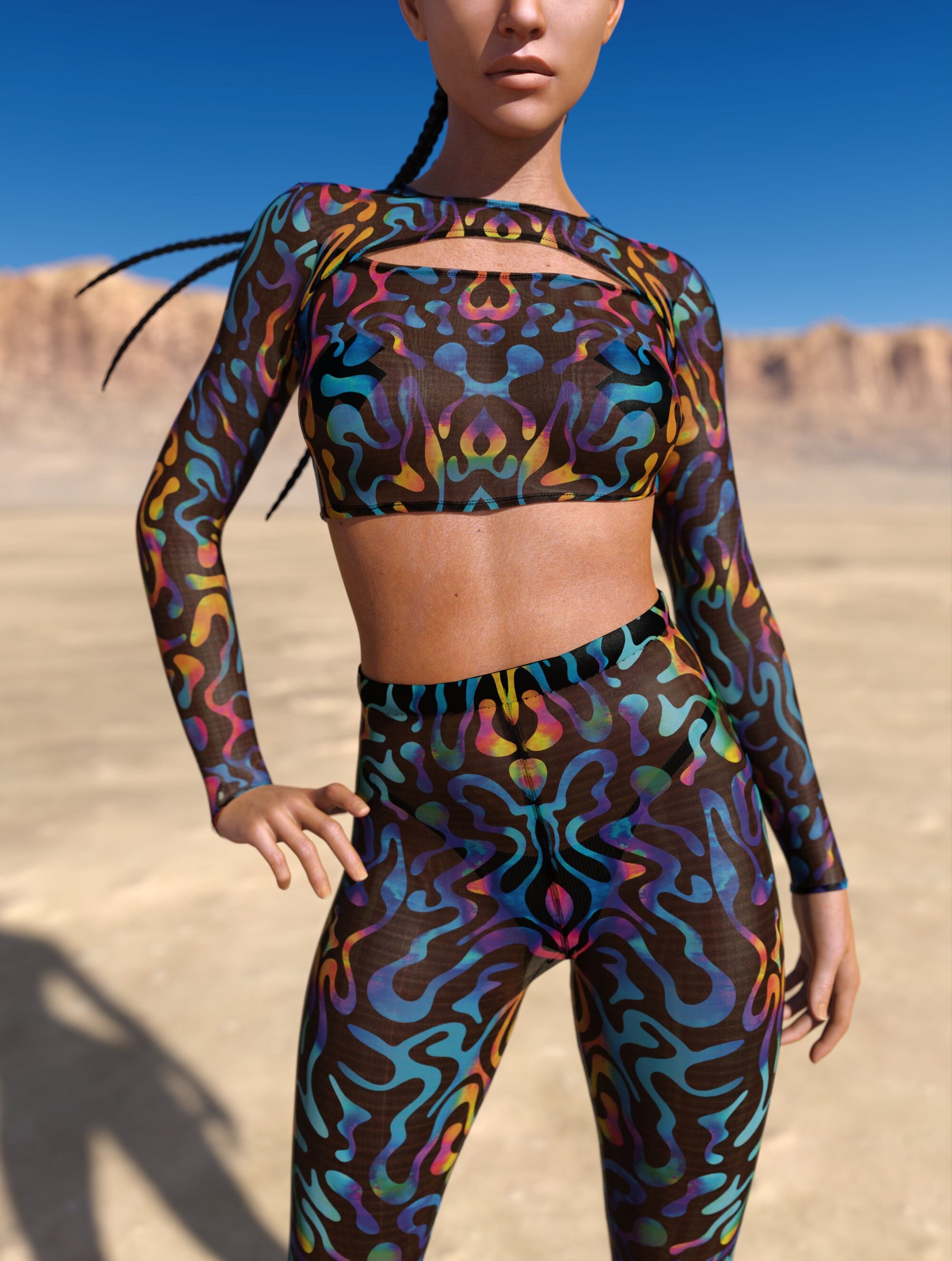 Jungle Zest Mesh Cutout Top 1