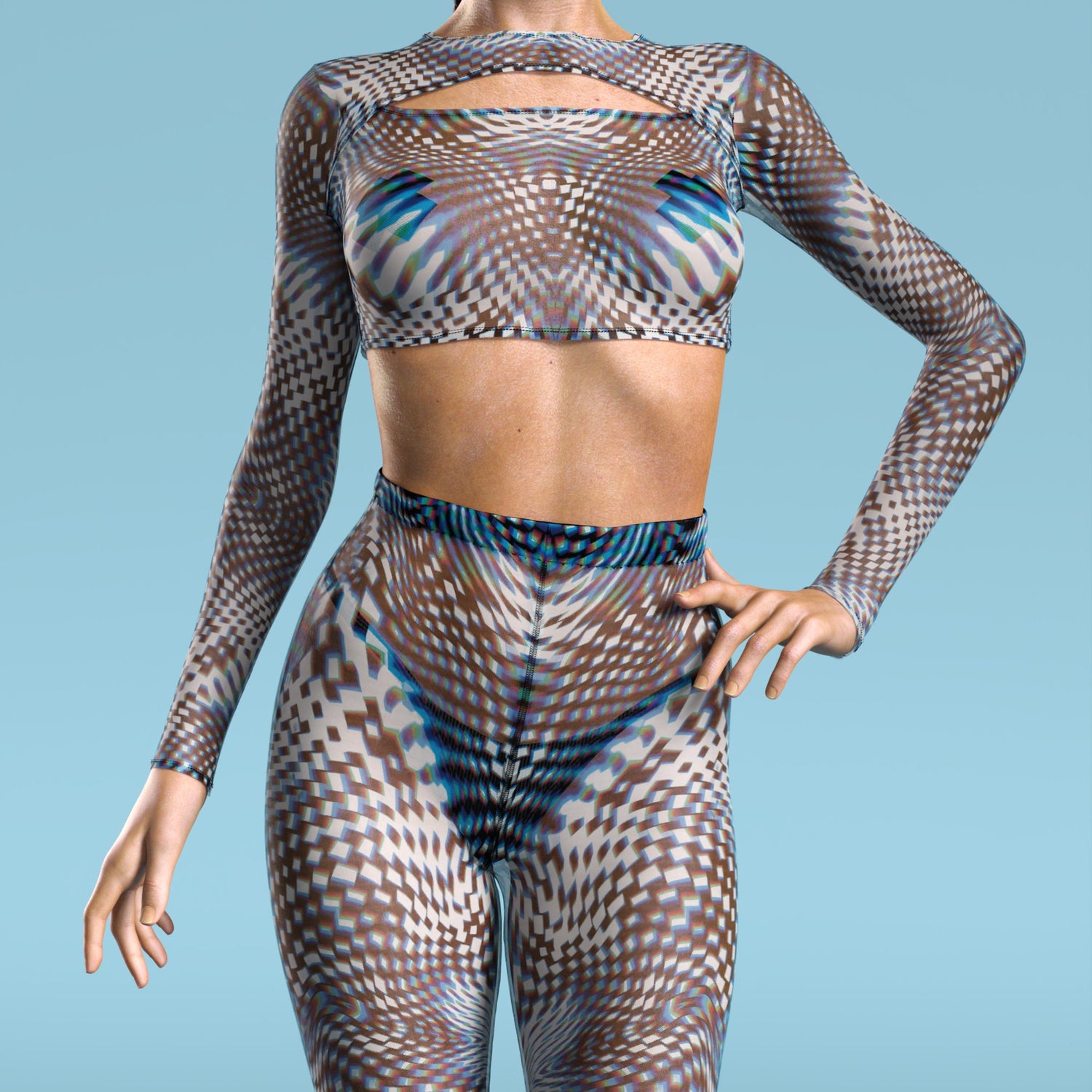Women Pimped Mesh Leggings Set