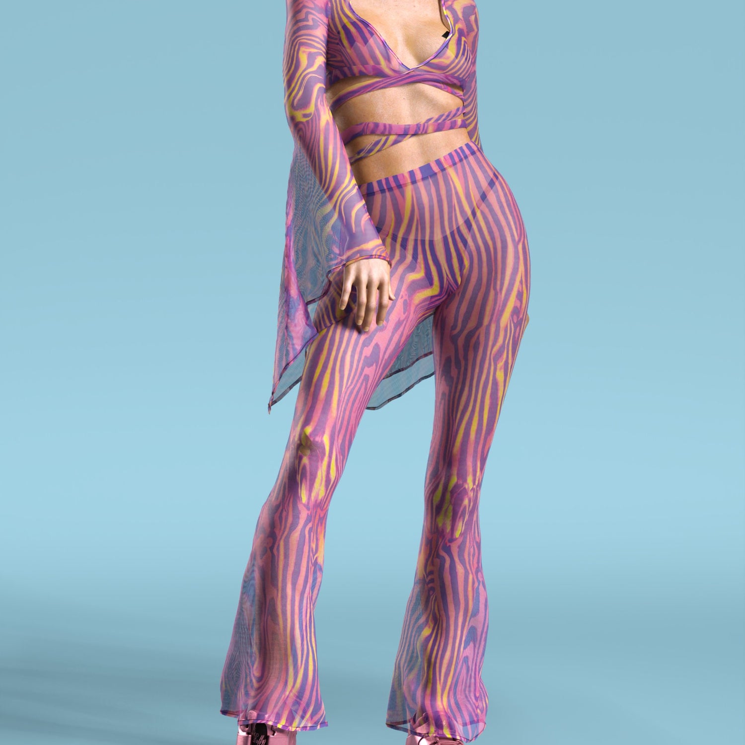 Amant Mesh Bell Bottom Pants 3
