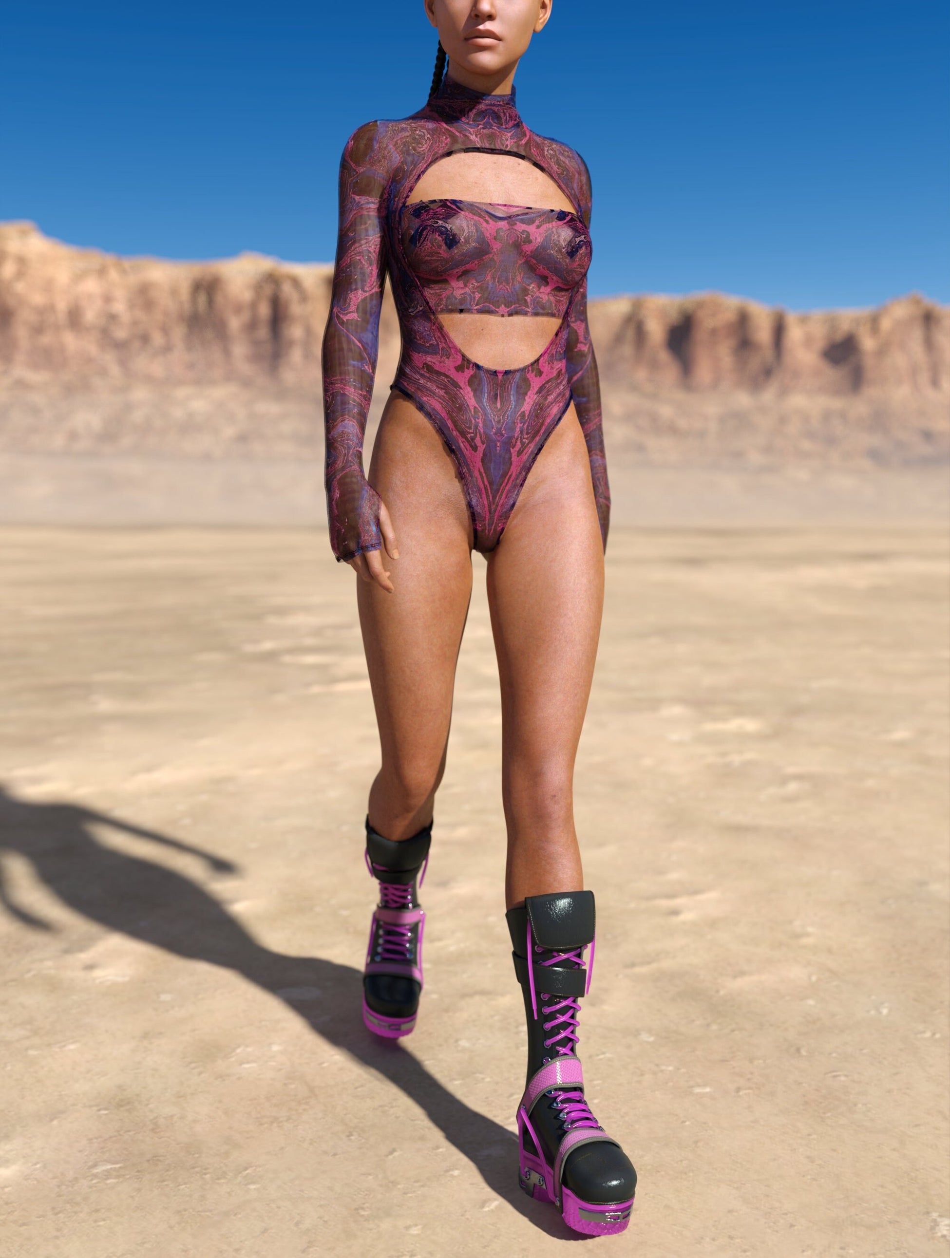 Melted Galaxy Mesh Open-Heart Leotard 2