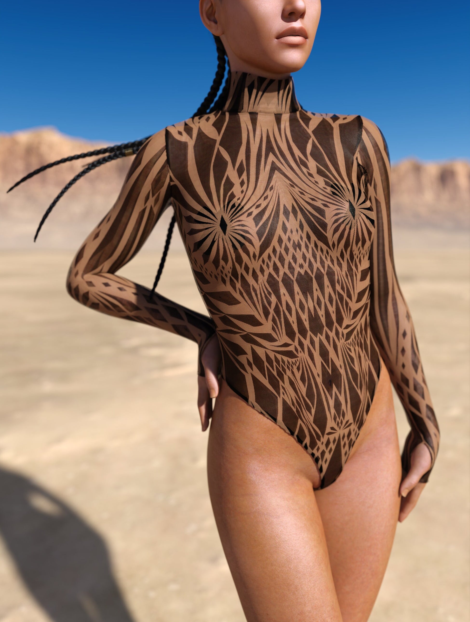 Ziona Nude Mesh Back Zip Leotard 1