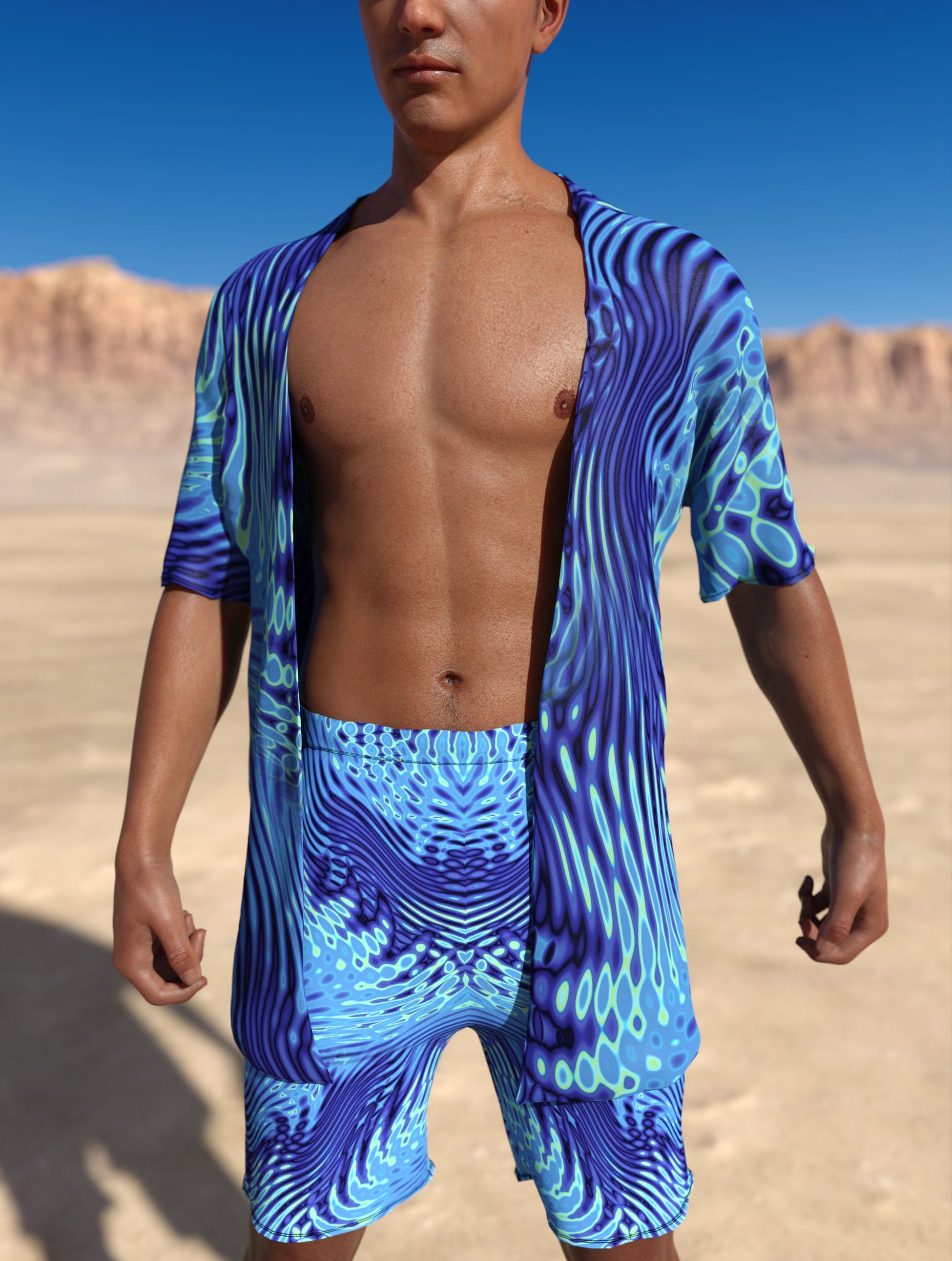 Agresly Blue Male Half Robe Set 1