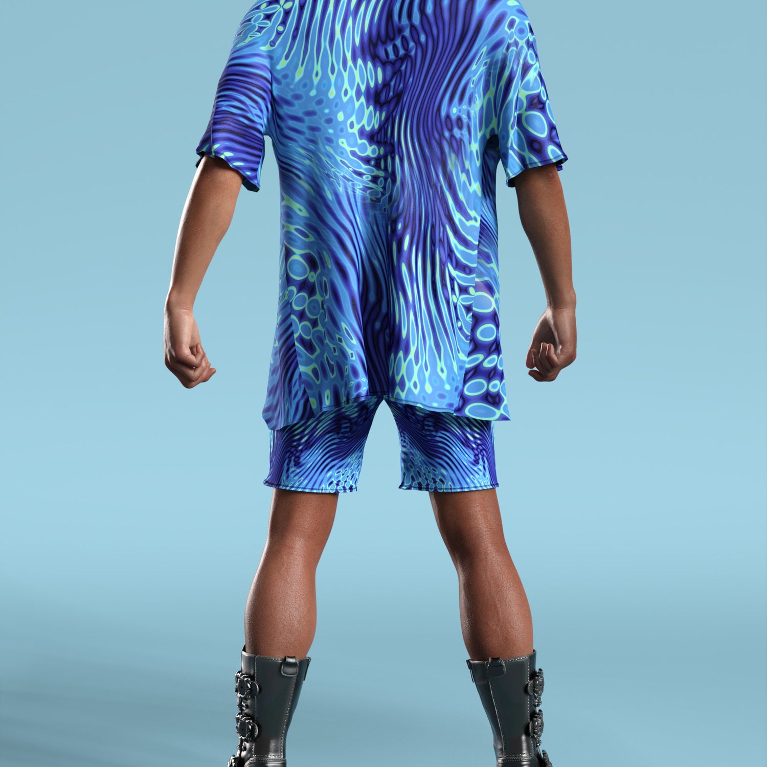 Agresly Blue Male Rave Shorts Lycra