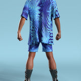 Agresly Blue Male Rave Shorts