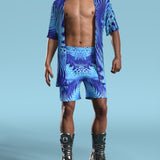 Agresly Blue Male Rave Shorts