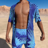 Agresly Blue Male Rave Shorts