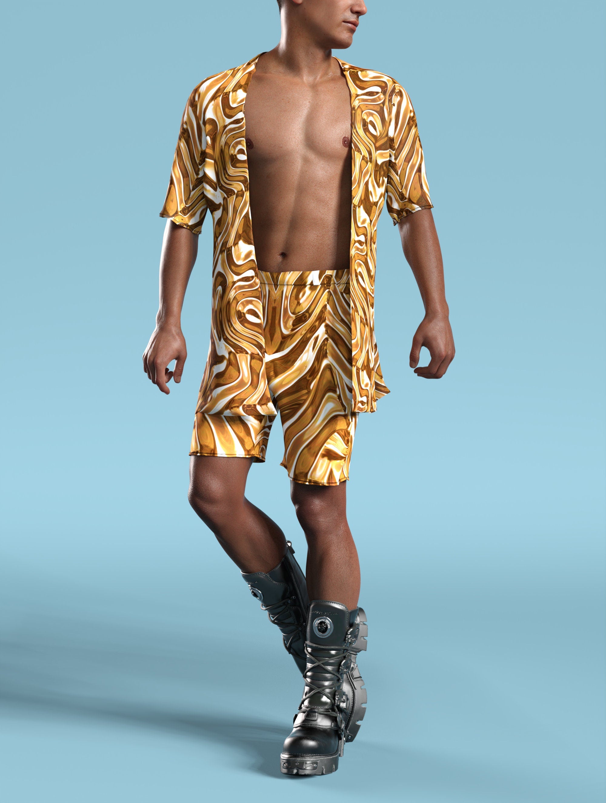 Mecha Vortex Gold Male Half Robe 3
