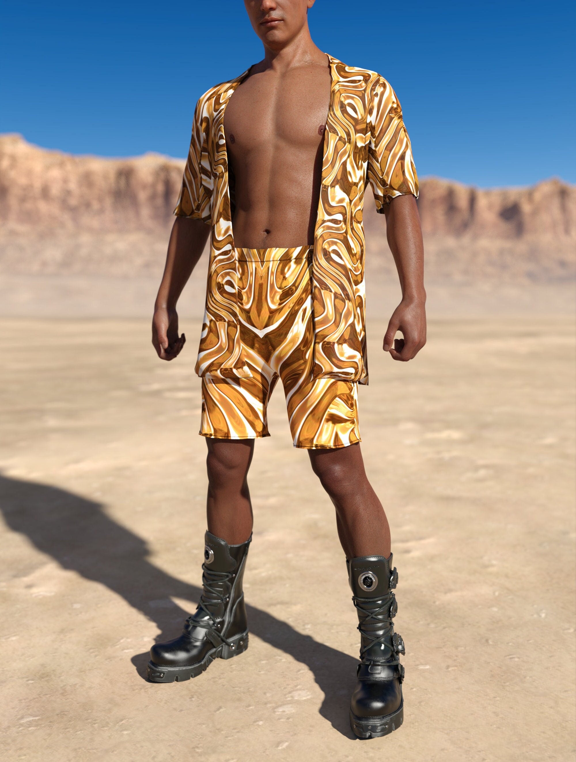 Mecha Vortex Gold Male Half Robe Gold