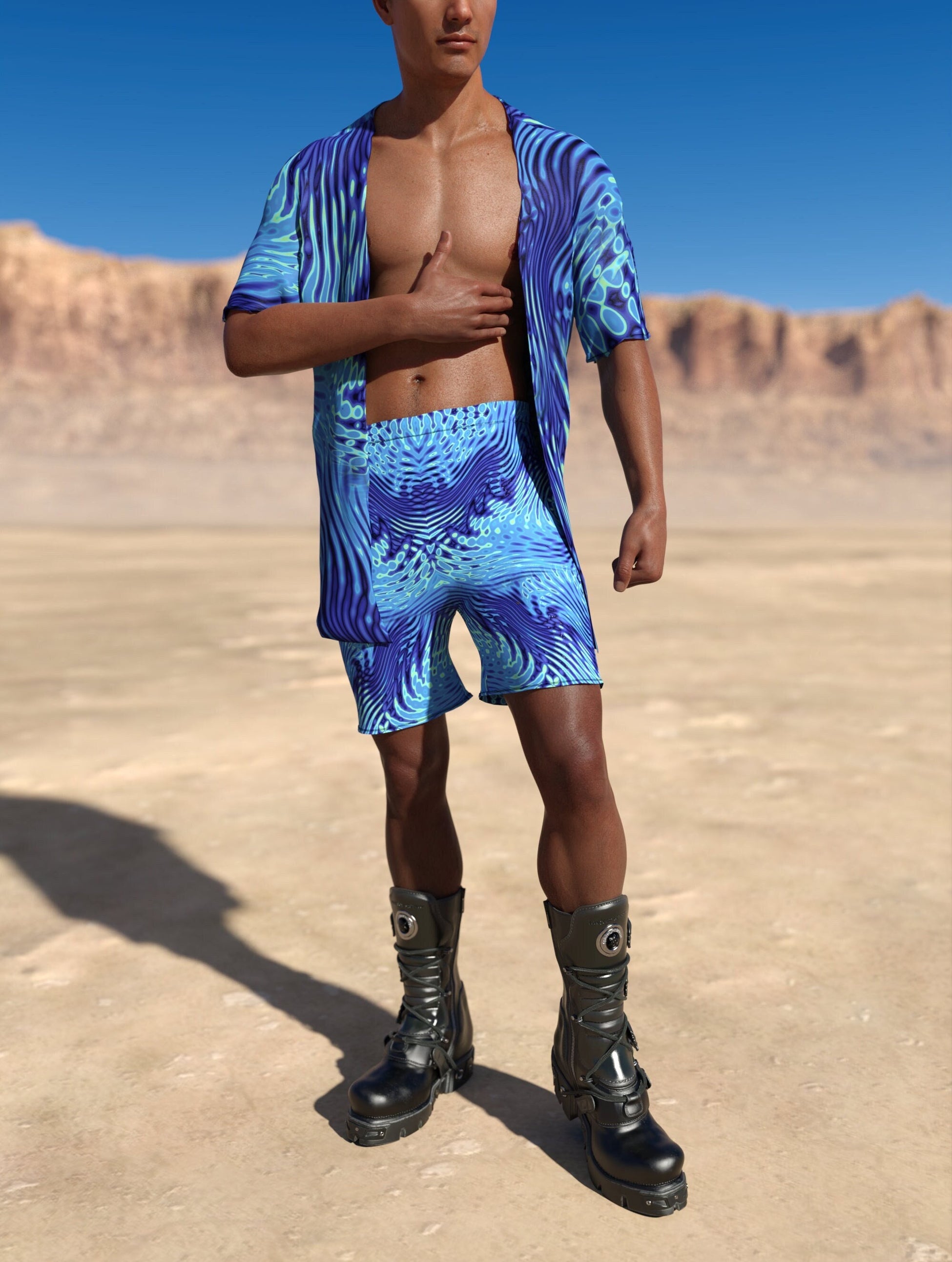 Agresly Blue Male Half Robe Set 2