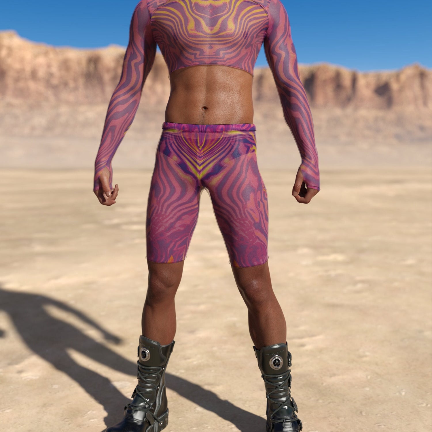 Amant Mesh Male Biker Shorts Pink