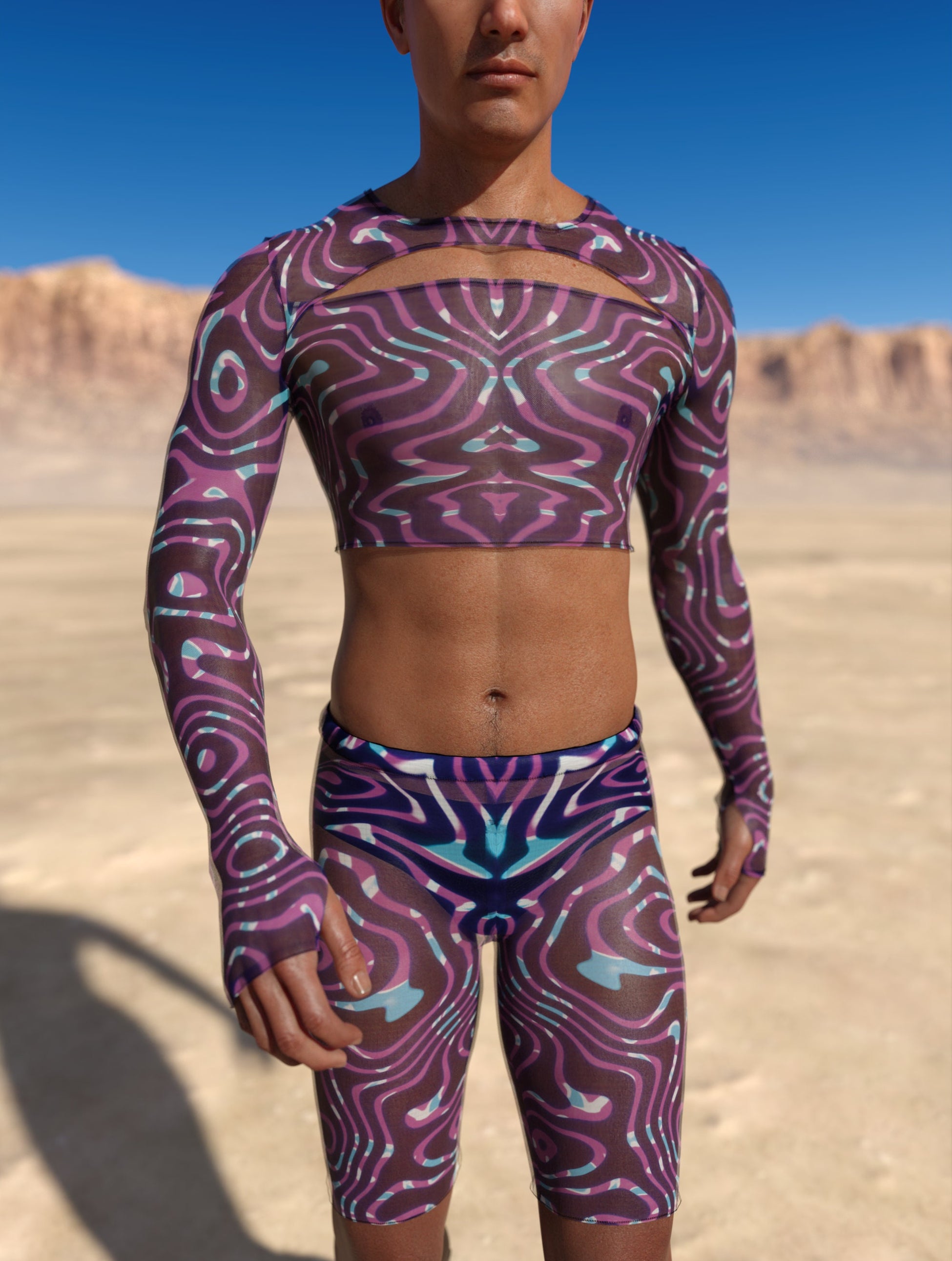 Celestial Liquid Mesh Male Biker Shorts 1