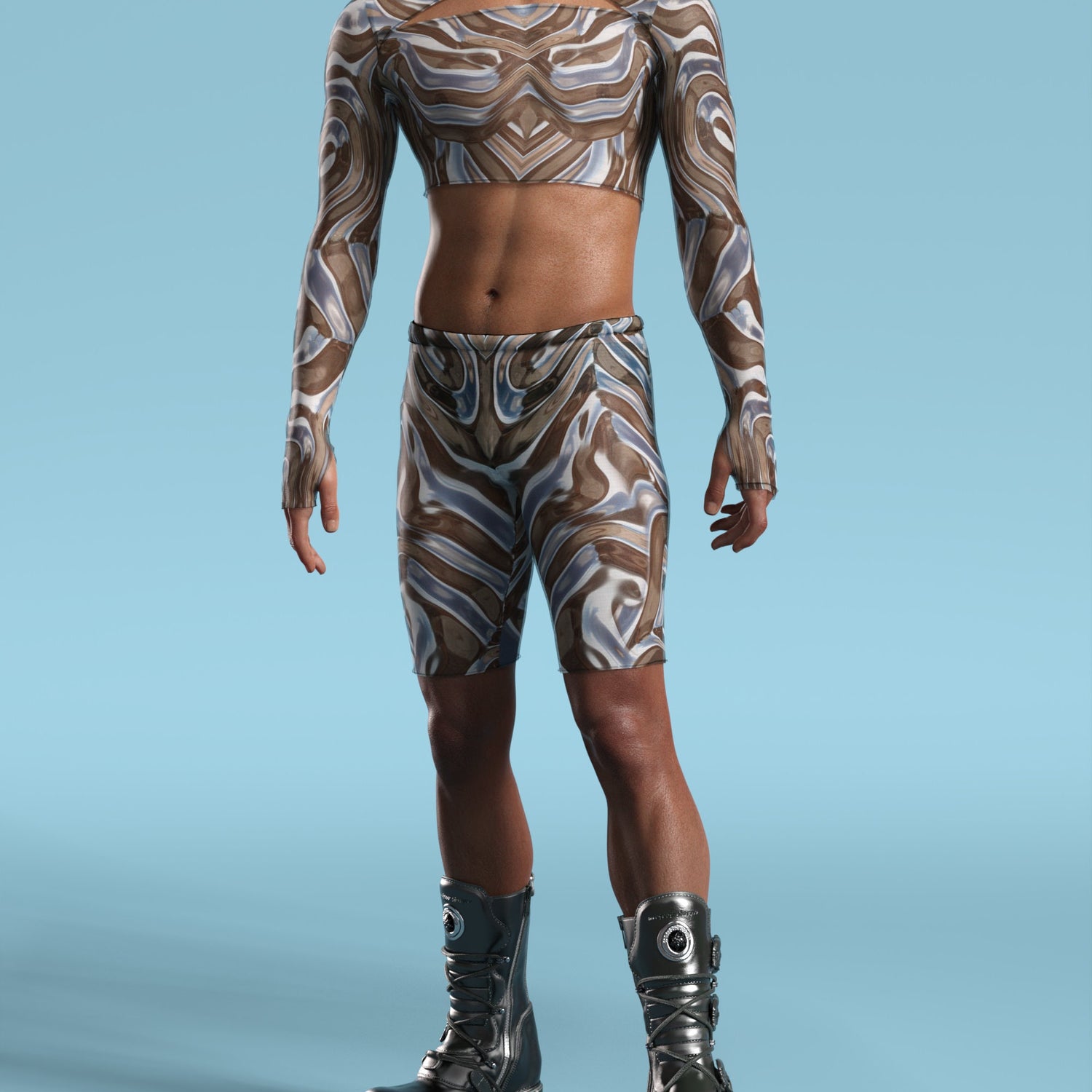 Mecha Vortex Mesh Male Biker Shorts Mesh