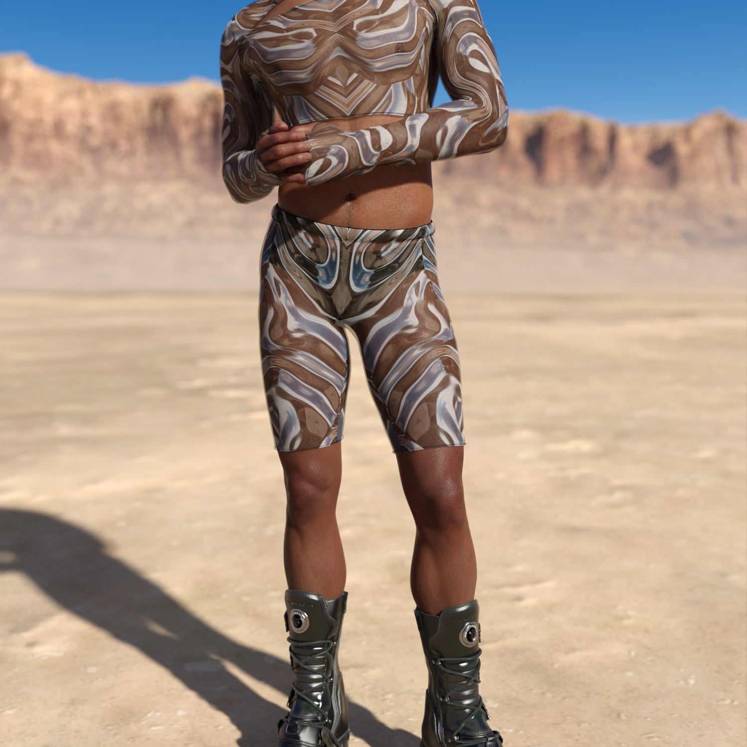 Mecha Vortex Mesh Male Biker Shorts White