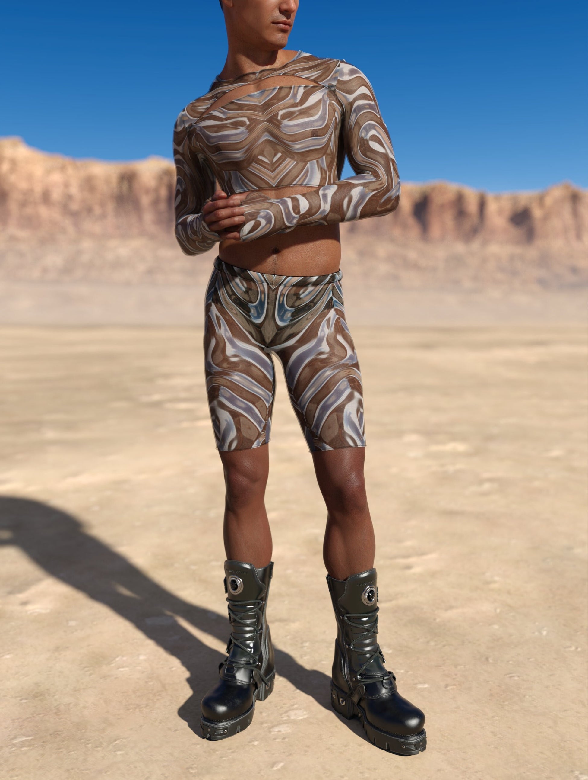Mecha Vortex Mesh Male Biker Shorts 2