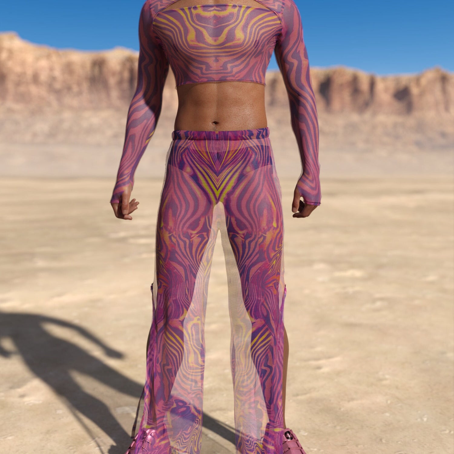 Amant Mesh Male Cutout Top Pink