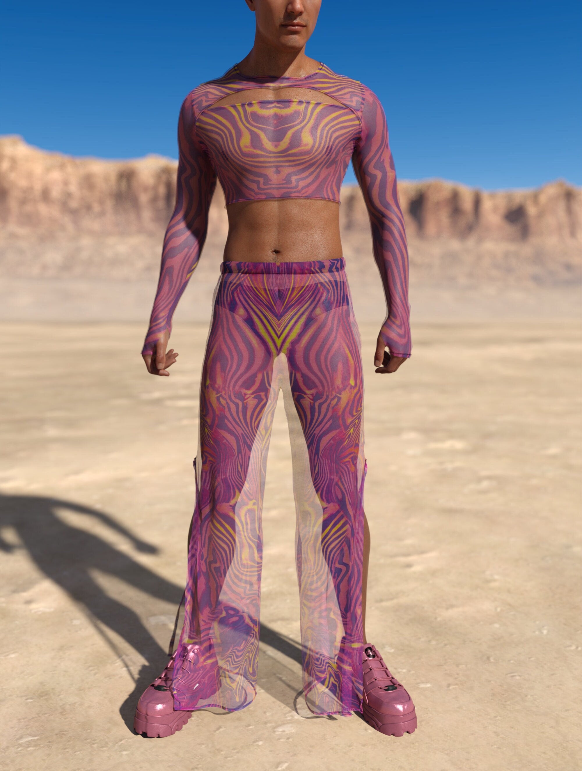 Amant Mesh Male Cutout Top Pink