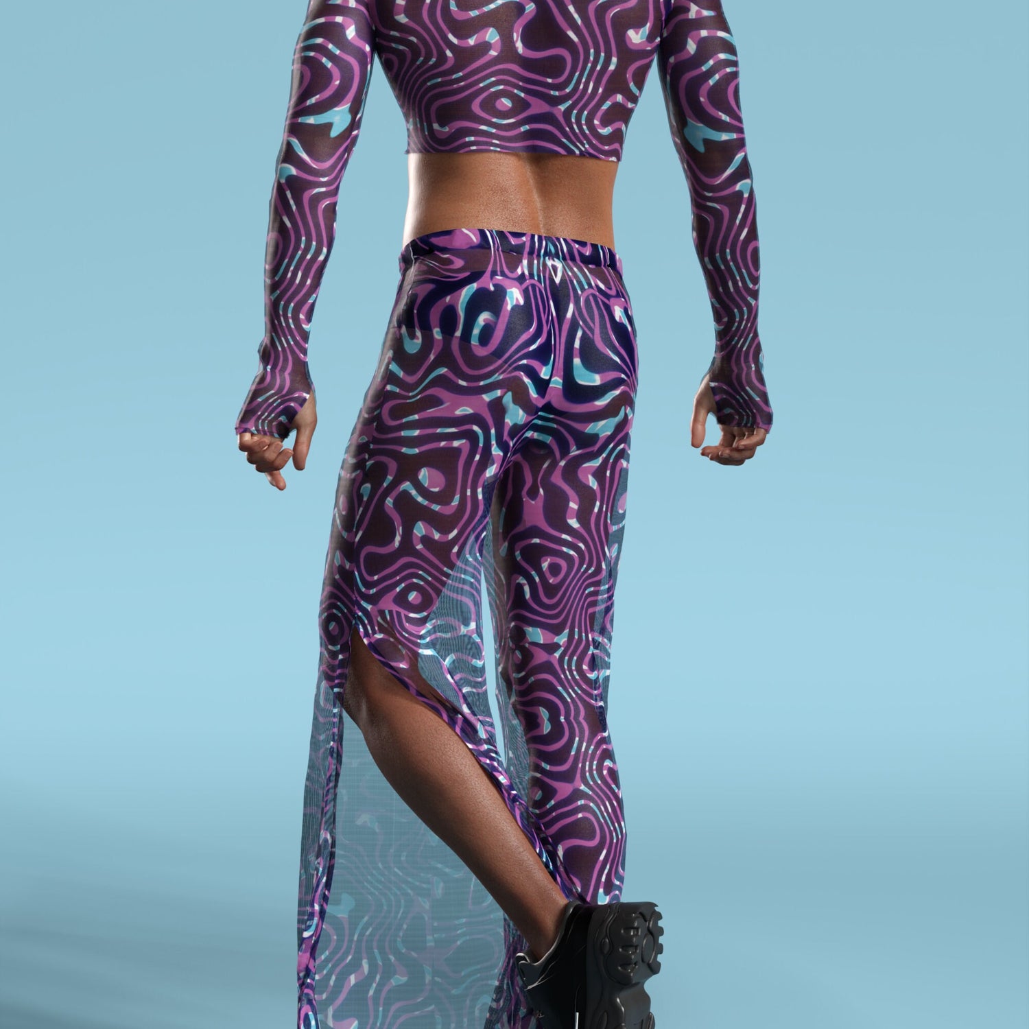 Celestial Liquid Mesh Male Split Pants Mesh
