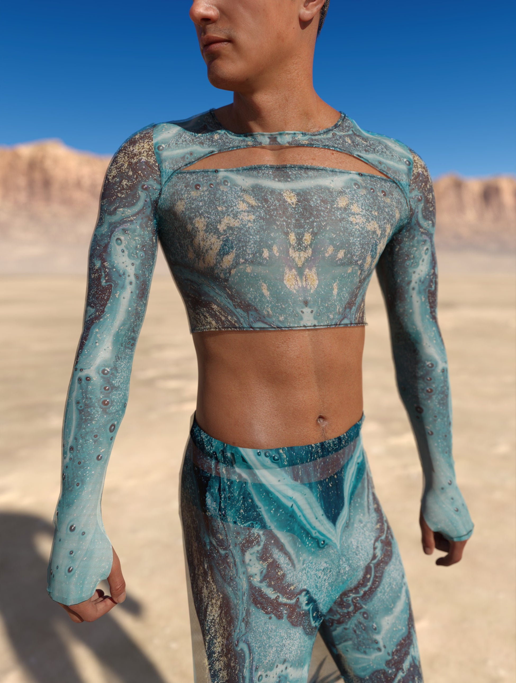 Nereida Mesh Male Split Pants 1