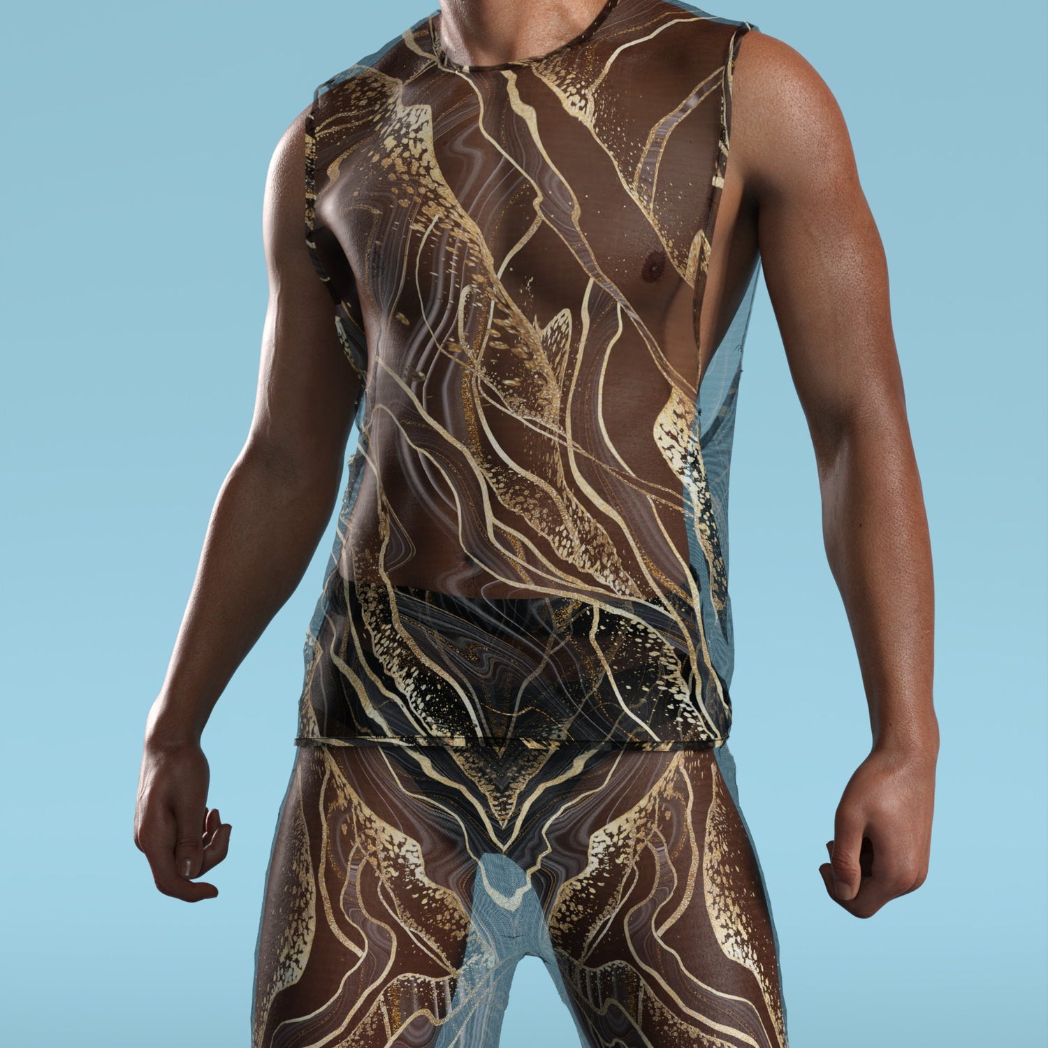 Men Extasis Mesh Male Split Pants