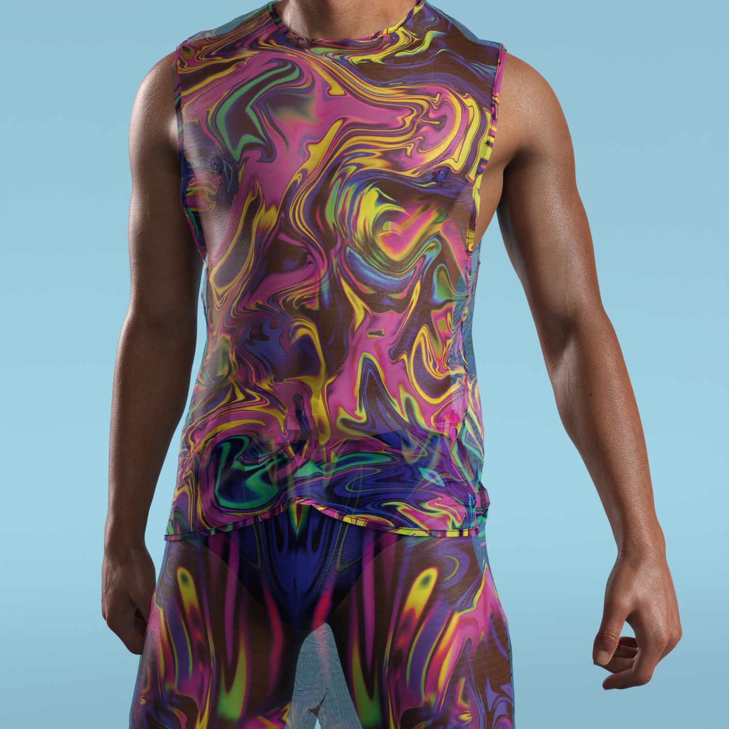 Men Hedonism Mesh Male Split Pants