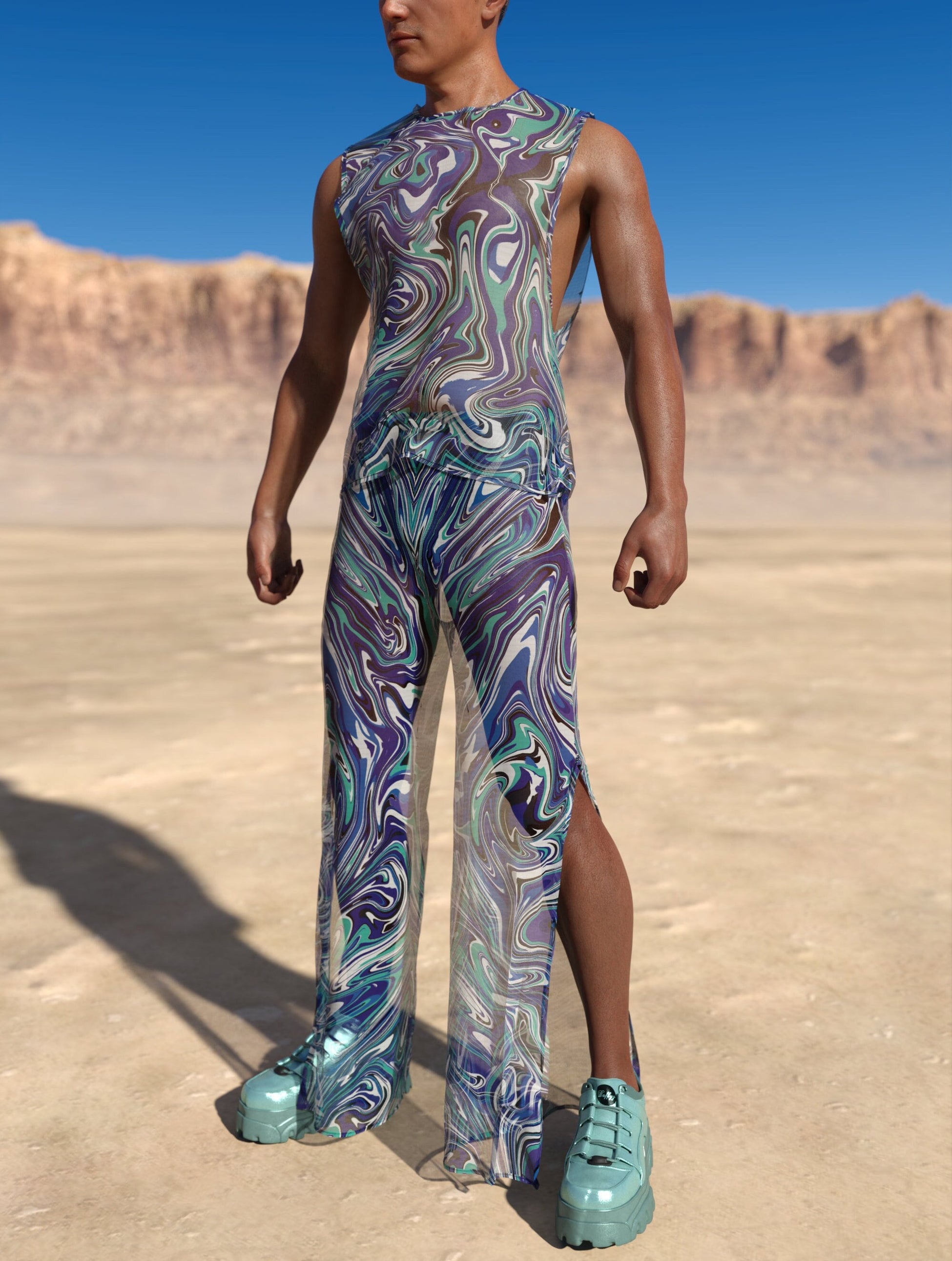 Painted Joy Mesh Male Split Pants 2
