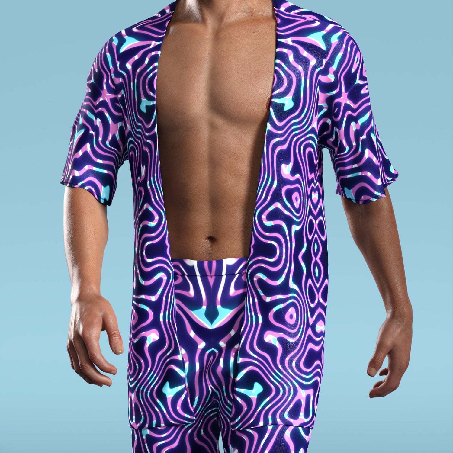 Men Celestial Liquid Male Rave Shorts