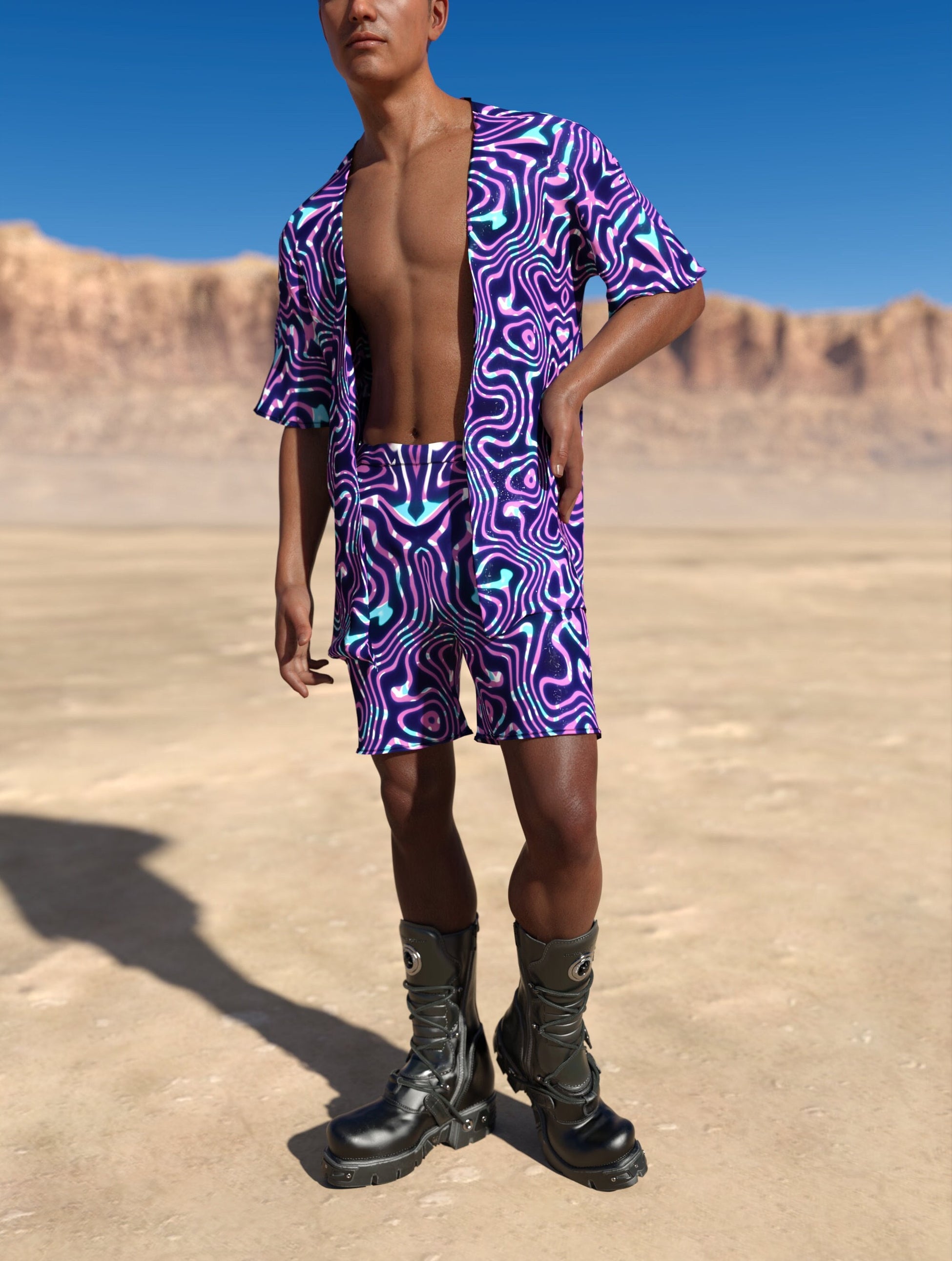 Celestial Liquid Male Rave Shorts 2