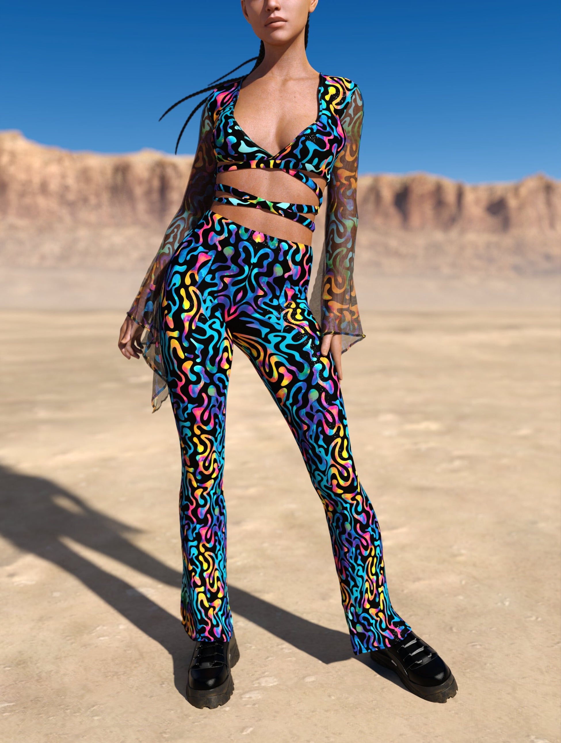 Jungle Zest Bell Sleeve Strappy Top 2