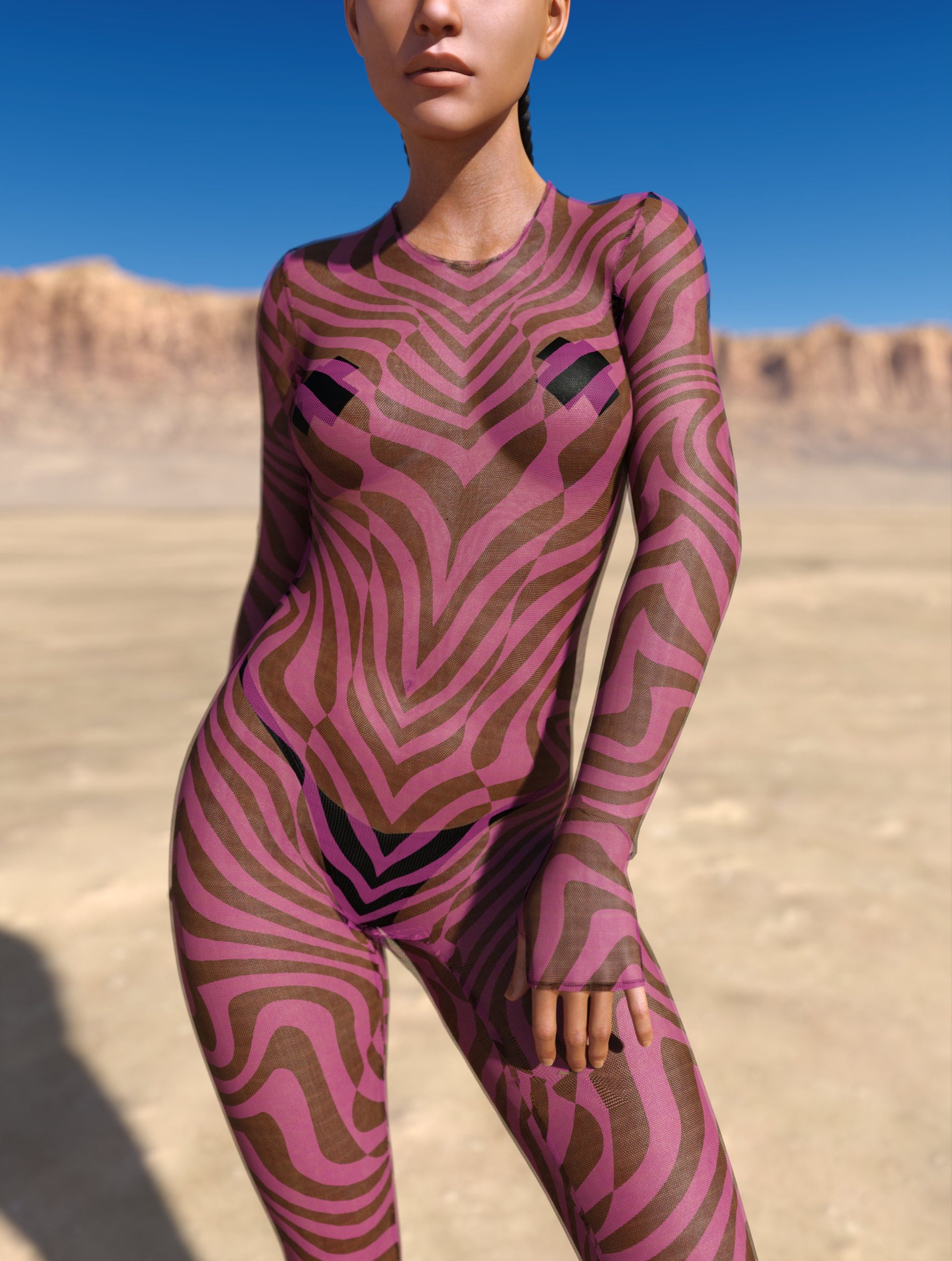 Zebrine Skin Pink Mesh Costume 1