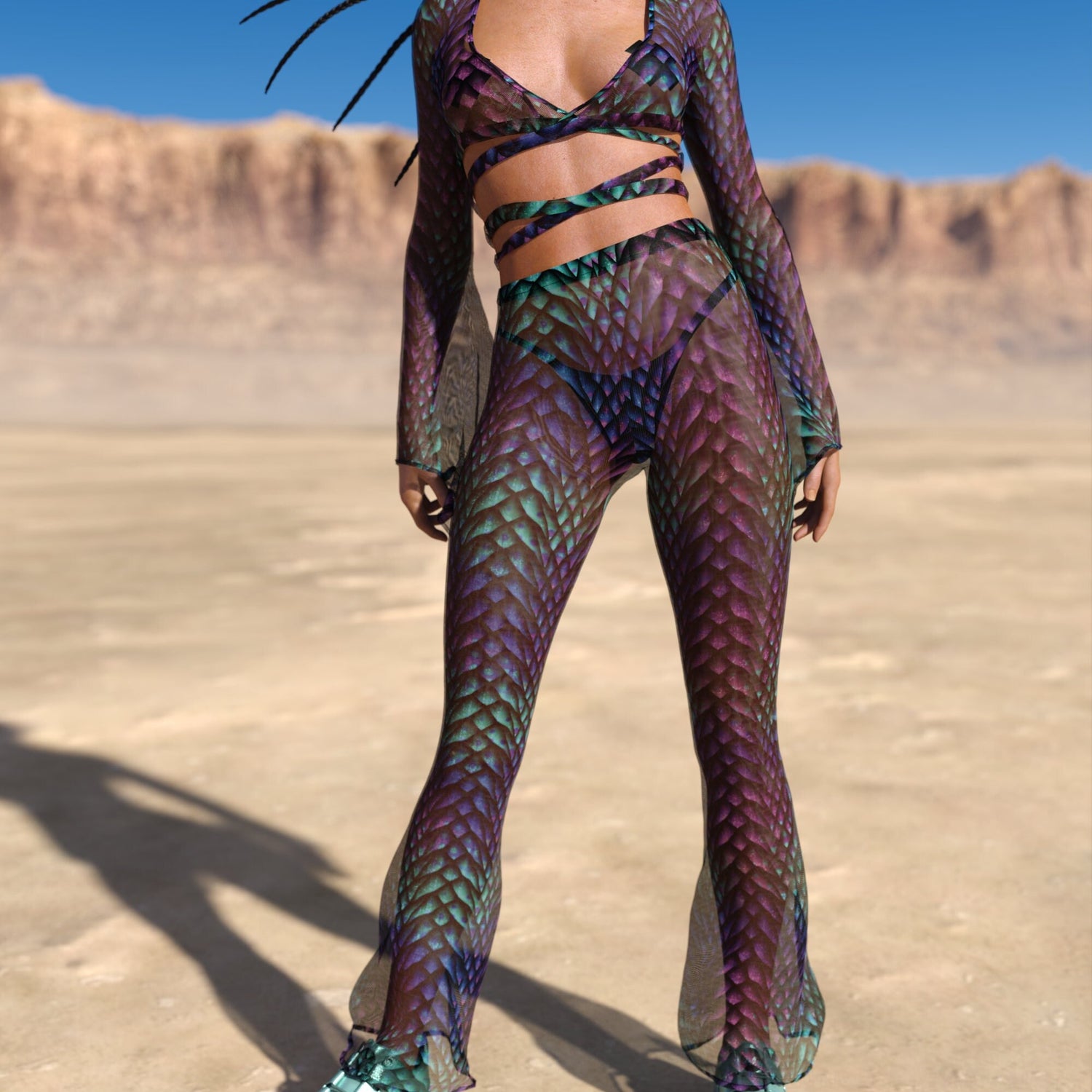 Gorgona Mesh Strappy Set Purple