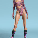 Stained Glass Pink Mesh Open-Heart Leotard