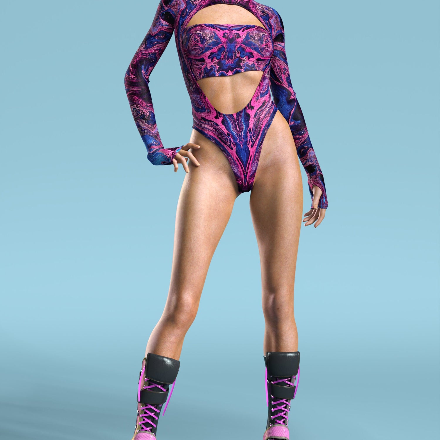 Melted Galaxy Open-Heart Leotard Lycra