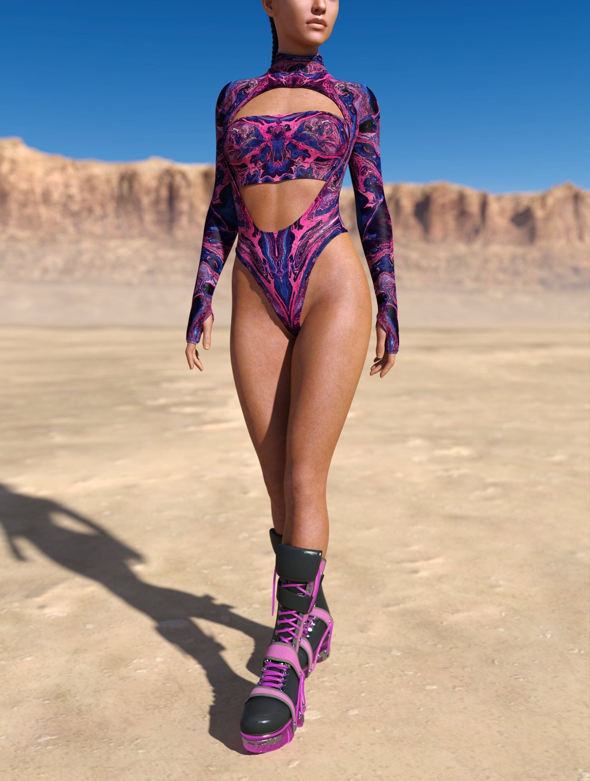 Melted Galaxy Open-Heart Leotard 2
