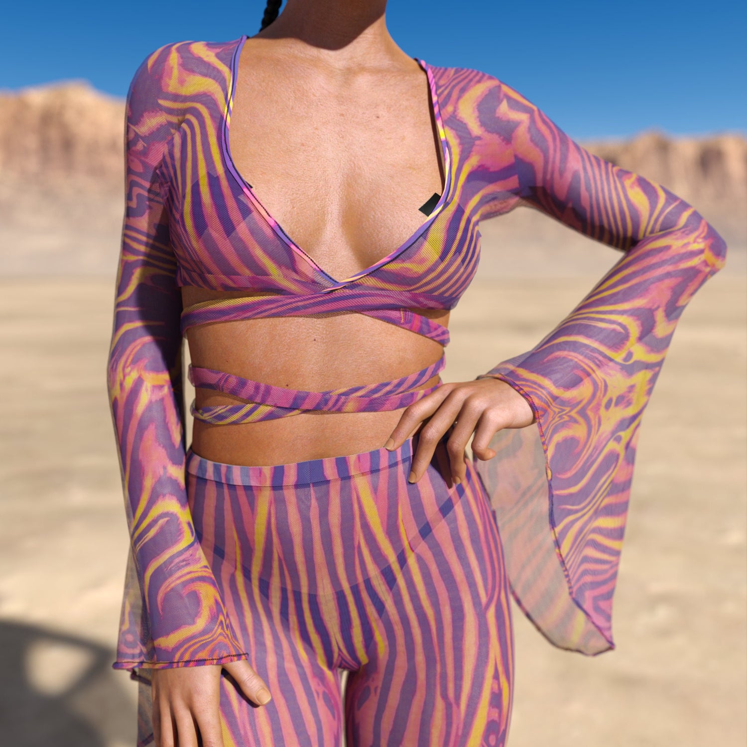 Amant Mesh Bell Bottom Pants