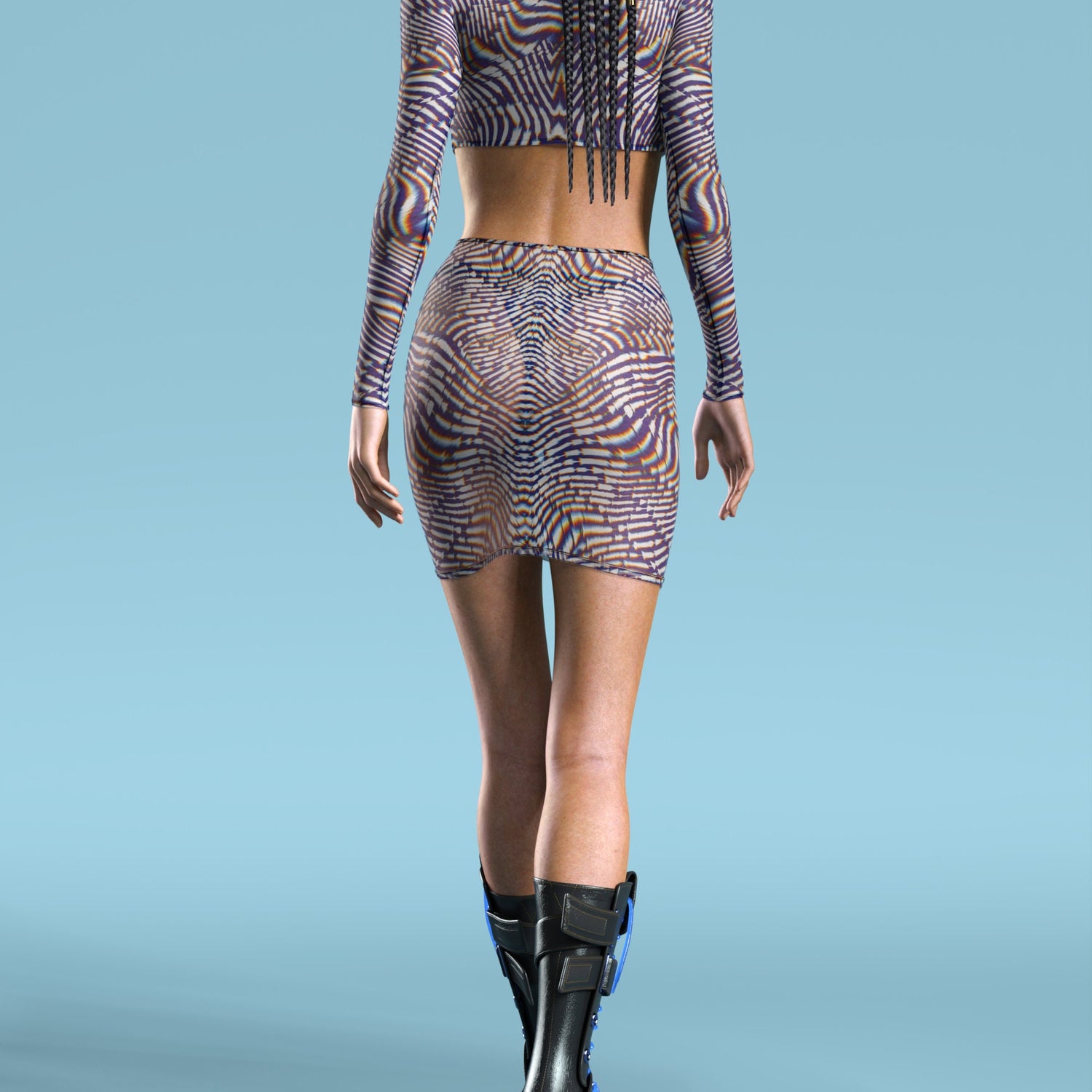 Verdana Trip Mesh Basic Skirt Set Mesh