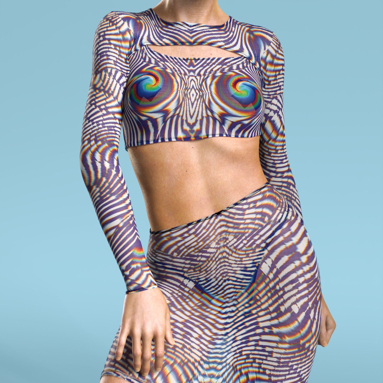 Women Verdana Trip Mesh Basic Skirt Set