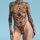 Ysax Nude Mesh Back Zip Leotard