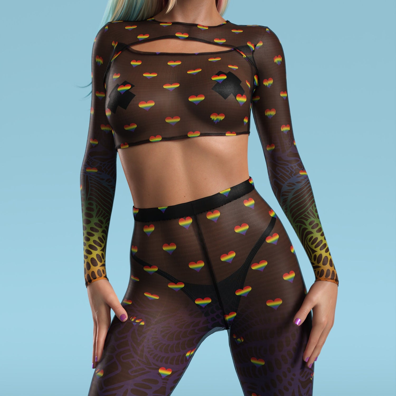 Blurred Lines Mesh Cutout Rave Top 6