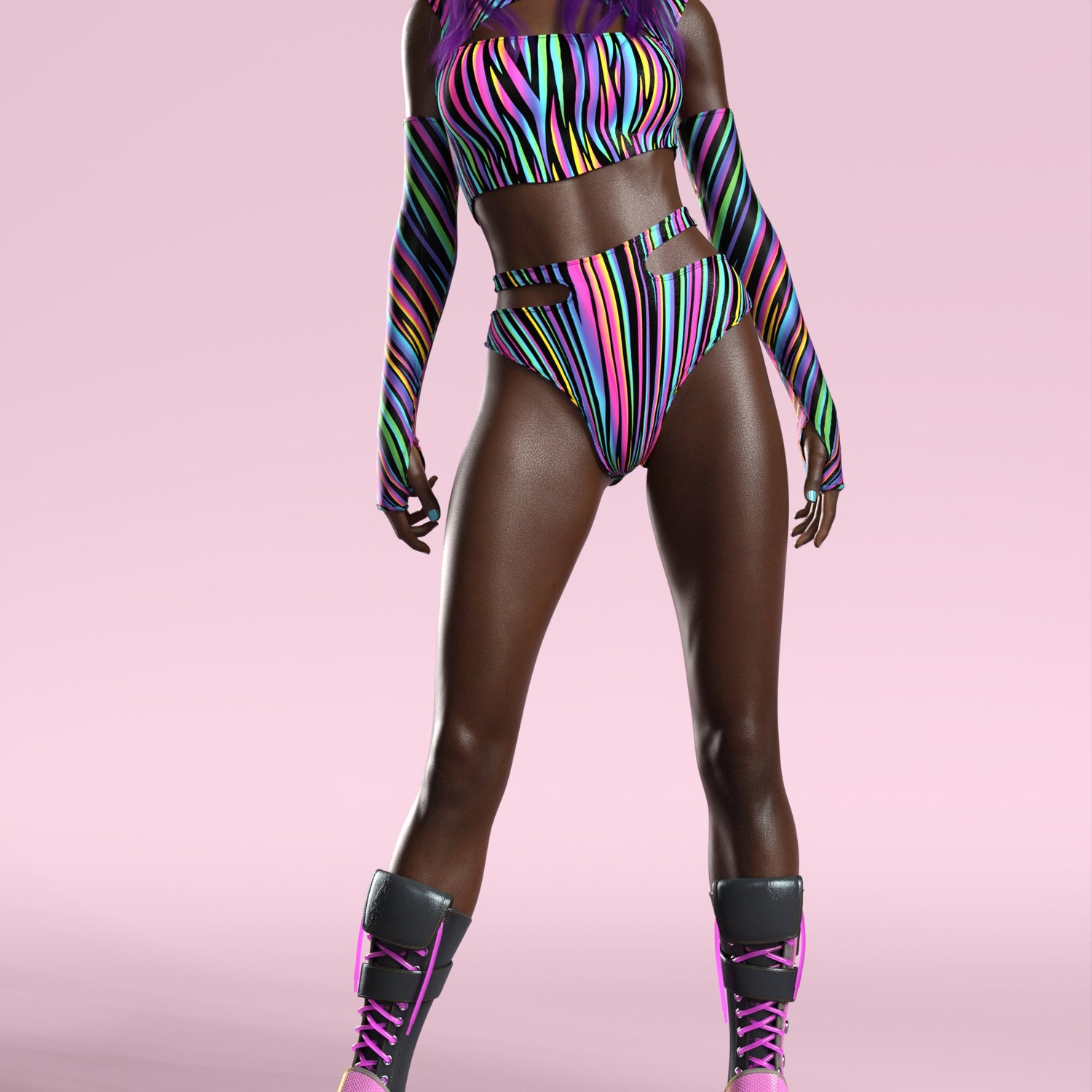 Women Chroma Carnival Cutout Rave Top