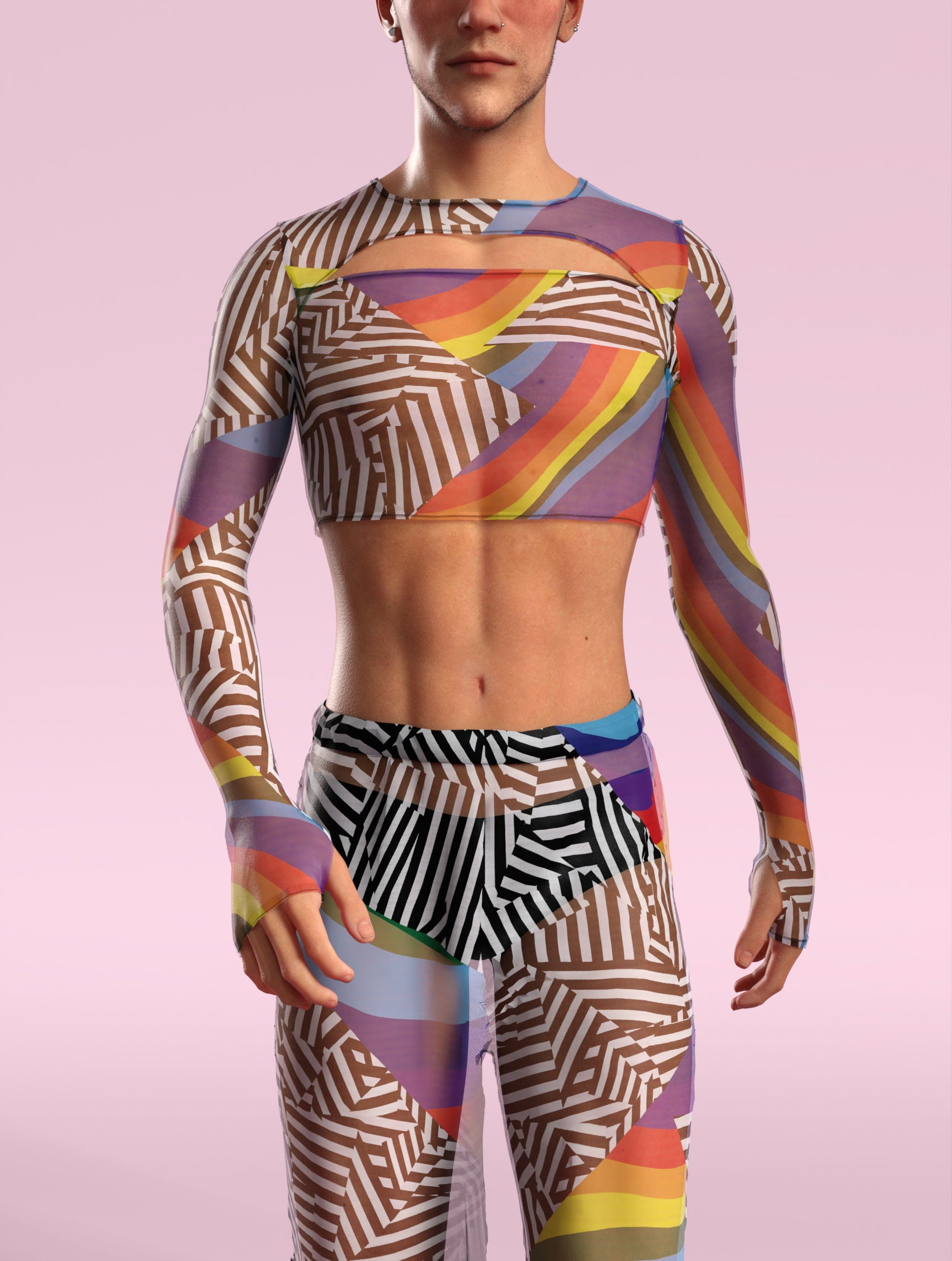 Transformed Mesh Male Split Pants 1